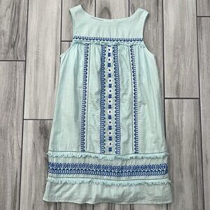 Vineyard Vines Embroidered Shift Dress Blue White Sleeveless Coastal Preppy 6